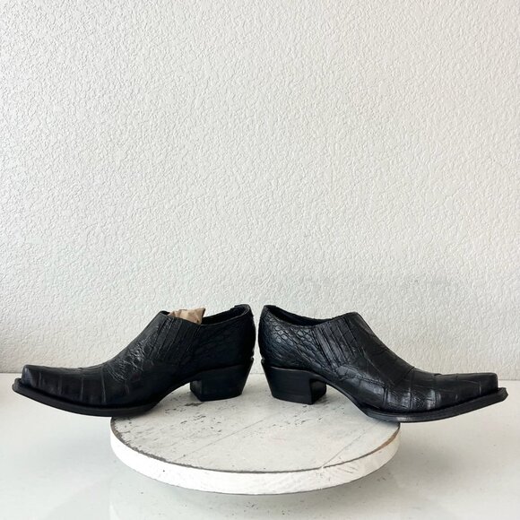 Rod Patrick Womens Pull on Shoes 8.5 C Black Caiman Exotic Western Boots Loafers - Picture 7 of 11